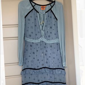 Tory Burch Sheer Polka Dot Velvet Ruffle Dress!